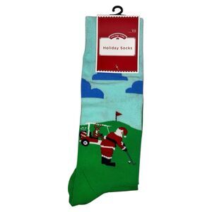 Holiday Time Santa Golfing Socks Size 6-12 Men’s Crew